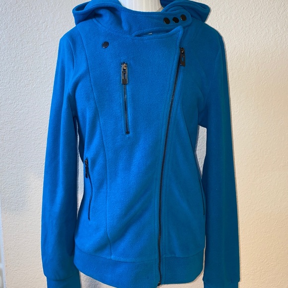 NWOT - Hooded fleece moto-style sweatshirt/jacket - Picture 3 of 8